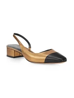 Cecile 30MM Metallic Leather Slingback Pumps