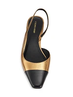 Cecile 30MM Metallic Leather Slingback Pumps