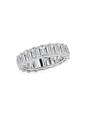 14K White Gold & Emerald-Cut Natural Diamond Eternity Band