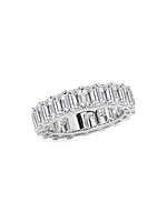 14K White Gold & Emerald-Cut Natural Diamond Eternity Band