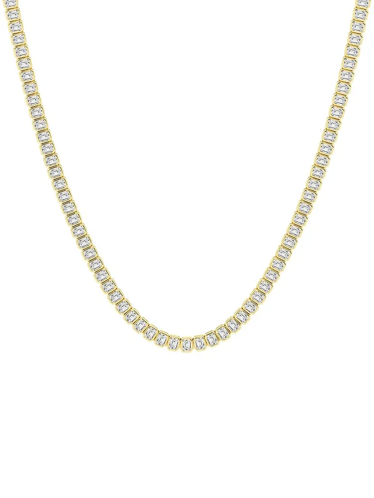 14K Yellow Gold & 12 TCW Diamond Tennis Necklace