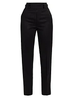 Embroidered Wool Tapered Pants