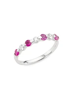 14K White Gold, Ruby & 0.22 TCW Diamond Ring