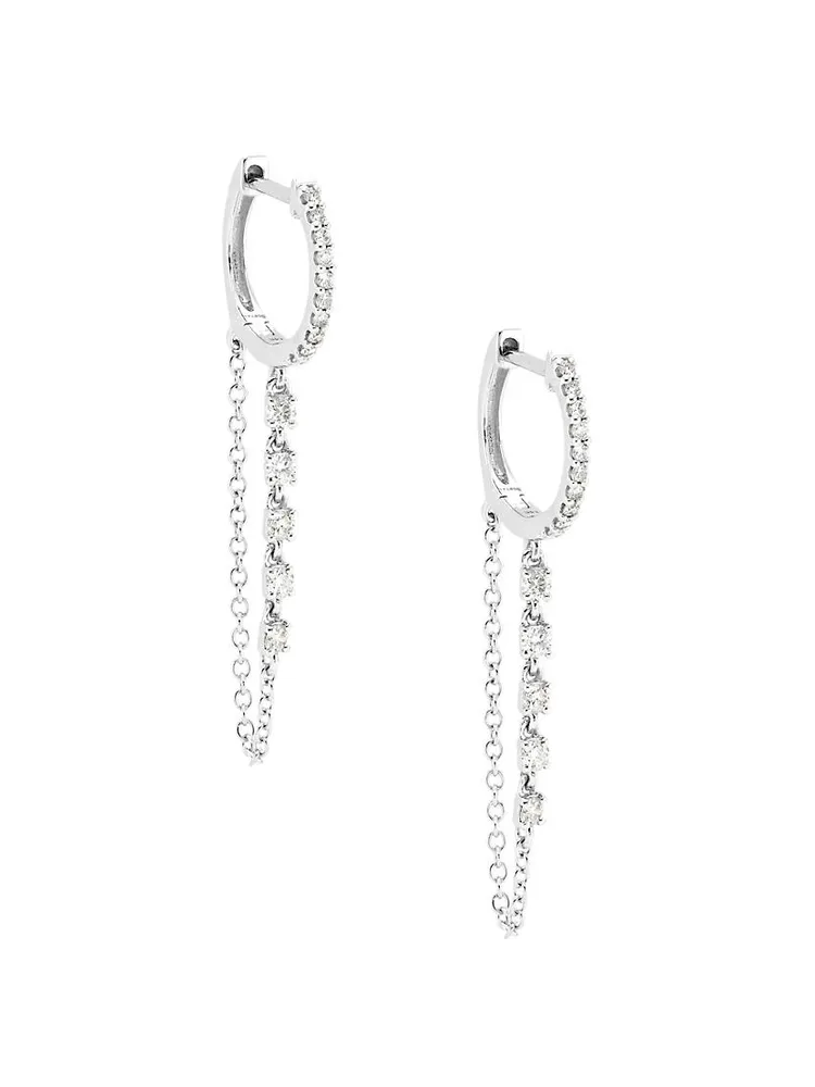 14K White Gold & 0.4 TCW Diamond Chain Drop Earrings