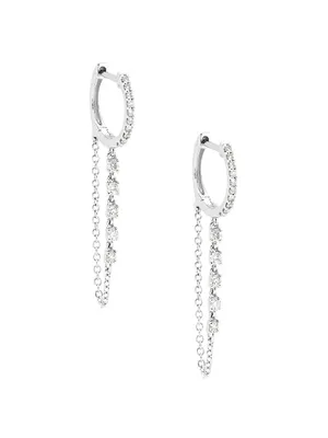 14K White Gold & 0.4 TCW Diamond Chain Drop Earrings