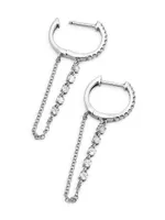 14K White Gold & 0.4 TCW Diamond Chain Drop Earrings