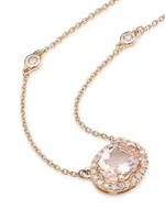 14K Rose Gold, Morganite & 0.27 TCW Diamond Pendant Necklace