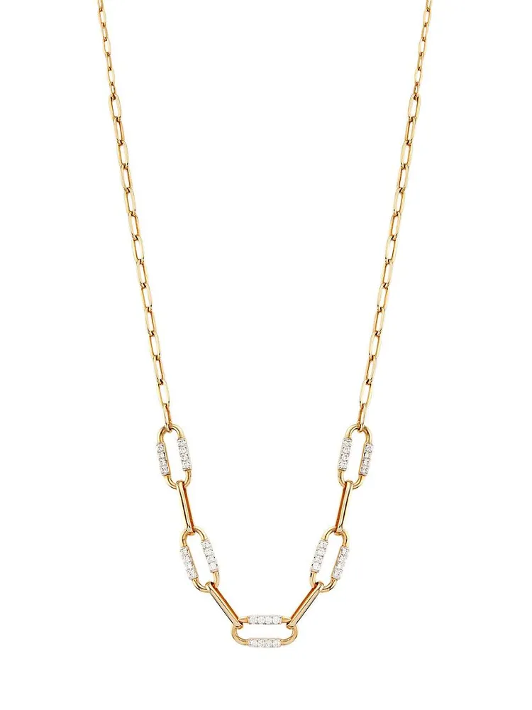 14K Yellow Gold & 0.60 TCW Diamond Paperclip Necklace