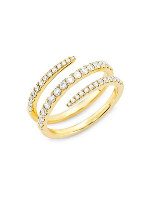 14K Yellow Gold & 0.65 TCW Diamond Wrap Ring