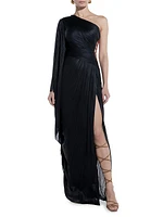 Rebeca One-Shoulder Lace-Up Gown