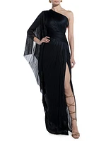 Rebeca One-Shoulder Lace-Up Gown