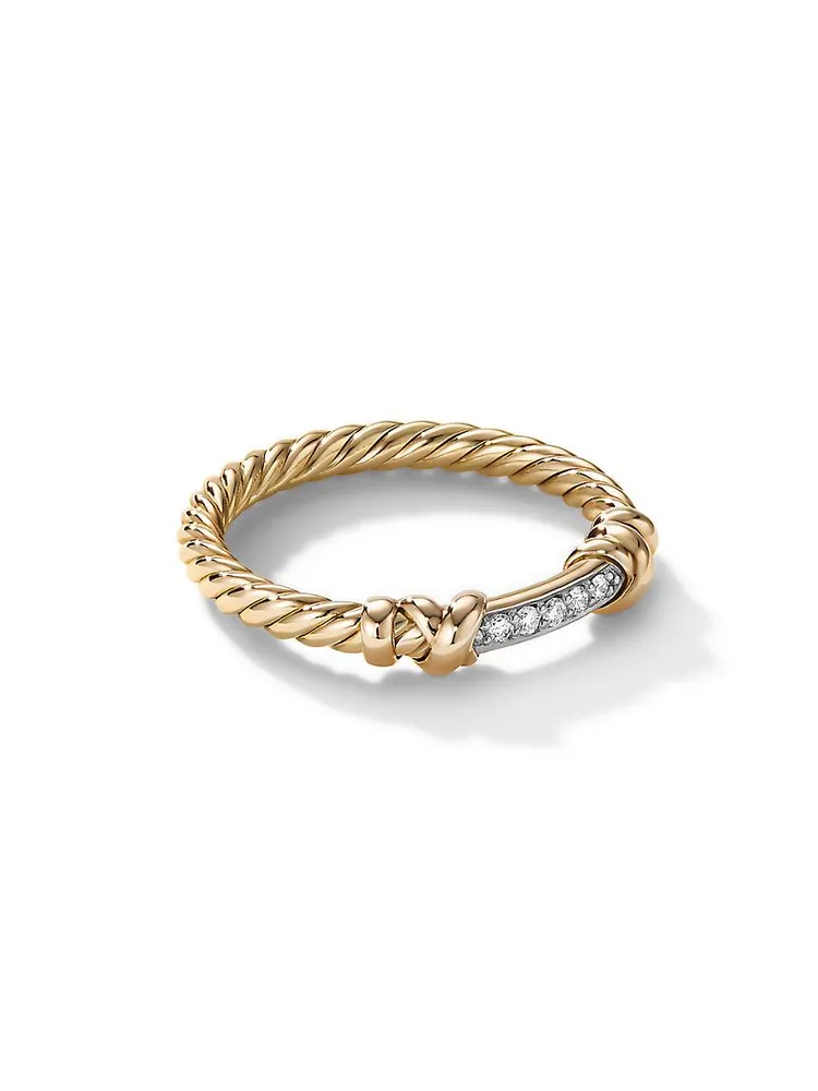 Petite Helena Wrap Ring 18K Yellow Gold with Pavé Diamonds