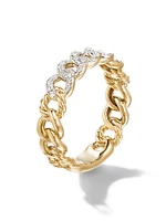 Belmont® Curb Link Band Ring 18K Yellow Gold with Pavé Diamonds