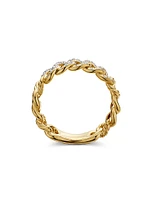 Belmont® Curb Link Band Ring 18K Yellow Gold with Pavé Diamonds