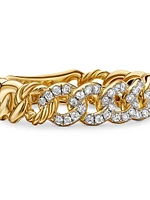 Belmont® Curb Link Band Ring 18K Yellow Gold with Pavé Diamonds