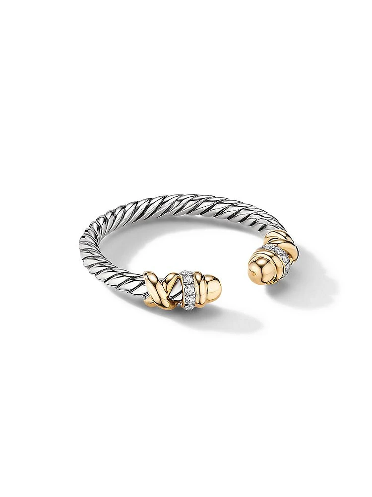 Petite Helena Color Ring with 18K Yellow Gold and Pavé Diamonds