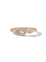 Petite Buckle Ring 18K Rose Gold with Pavé Diamonds