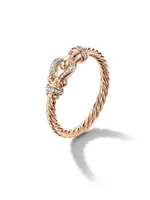 Petite Buckle Ring 18K Rose Gold with Pavé Diamonds