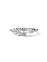 Petite Buckle Ring 18K White Gold with Pavé Diamonds