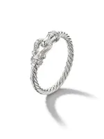 Petite Buckle Ring 18K White Gold with Pavé Diamonds