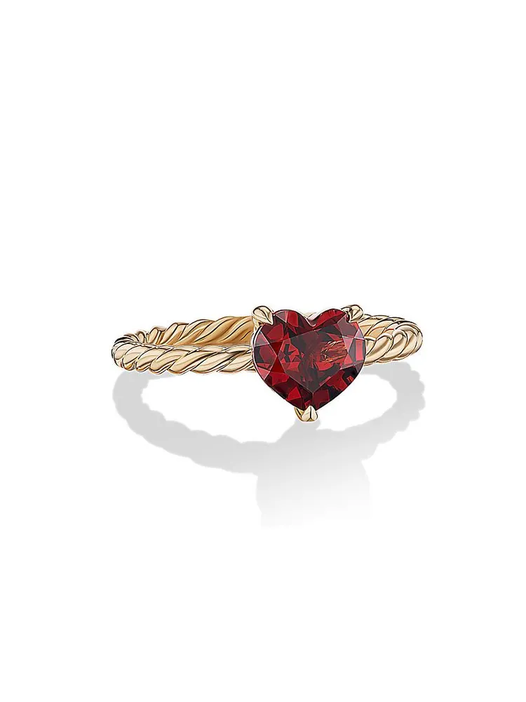 Chatelaine® Heart Ring 18K Yellow Gold with Garnet