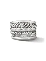 Stax Six Row Ring with Pavé Diamonds