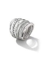 Stax Six Row Ring with Pavé Diamonds