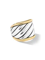 Sculpted Cable Saddle Ring with 18K Yellow Gold