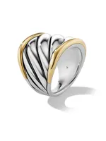 Sculpted Cable Saddle Ring with 18K Yellow Gold