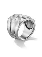 Cable Edge Saddle Ring Recycled Sterling Silver, 18.8mm