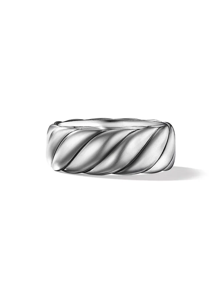 Sculpted Cable Contour Band Ring Sterling Silver