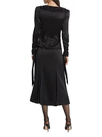 Sequined Tulle Sash Midi-Dress