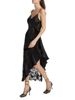 Floral Burnout Velvet & Satin Bias Maxi Dress