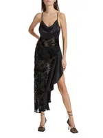 Floral Burnout Velvet & Satin Bias Maxi Dress