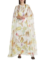 Fairy Print Silk Cape Gown