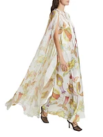 Fairy Print Silk Cape Gown