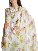 Fairy Print Silk Cape Gown