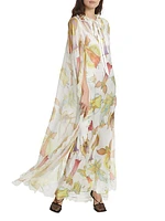 Fairy Print Silk Cape Gown