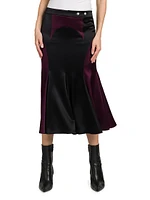 Pleated Colorblocked Midi-Skirt