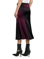 Pleated Colorblocked Midi-Skirt