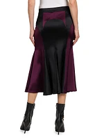 Pleated Colorblocked Midi-Skirt