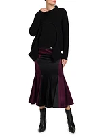 Pleated Colorblocked Midi-Skirt