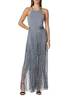 Halter Fringe Maxi Dress