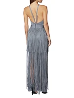 Halter Fringe Maxi Dress