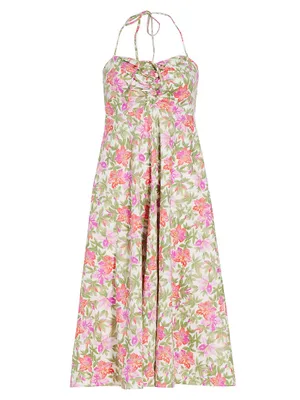 Floral Ruched Midi-Dress