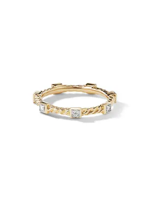 Cable Collectibles® Stack Ring 18K Yellow Gold with Diamonds