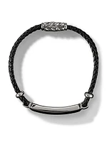 Exotic Stone Bar Station Black Leather Bracelet