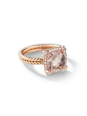 Chatelaine® Pavé Bezel Ring 18K Rose Gold with Morganite and Diamonds