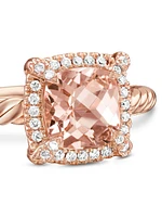 Petite Chatelaine® Pavé Bezel Ring 18K Rose Gold with Morganite and Diamonds