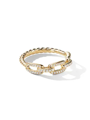 Stax Chain Link Ring 18K Gold with Pavé Diamonds